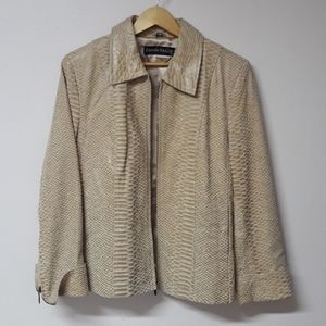 Pamela McCoy tan/white snakeskin leather jacket